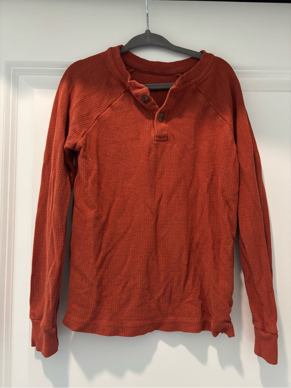 Boys Long-Sleeve Henley Thermal Shirt - Rust little sleepies - 4T